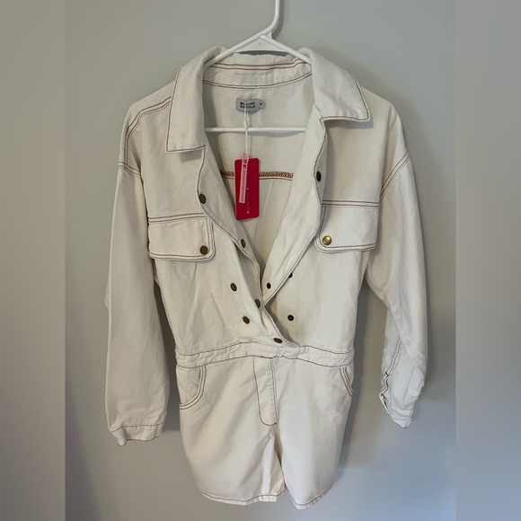 Ivory denim romper - Picture 1 of 4
